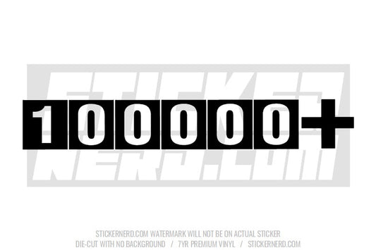 100000 +Miles Windshield Sticker - Decal - STICKERNERD.COM