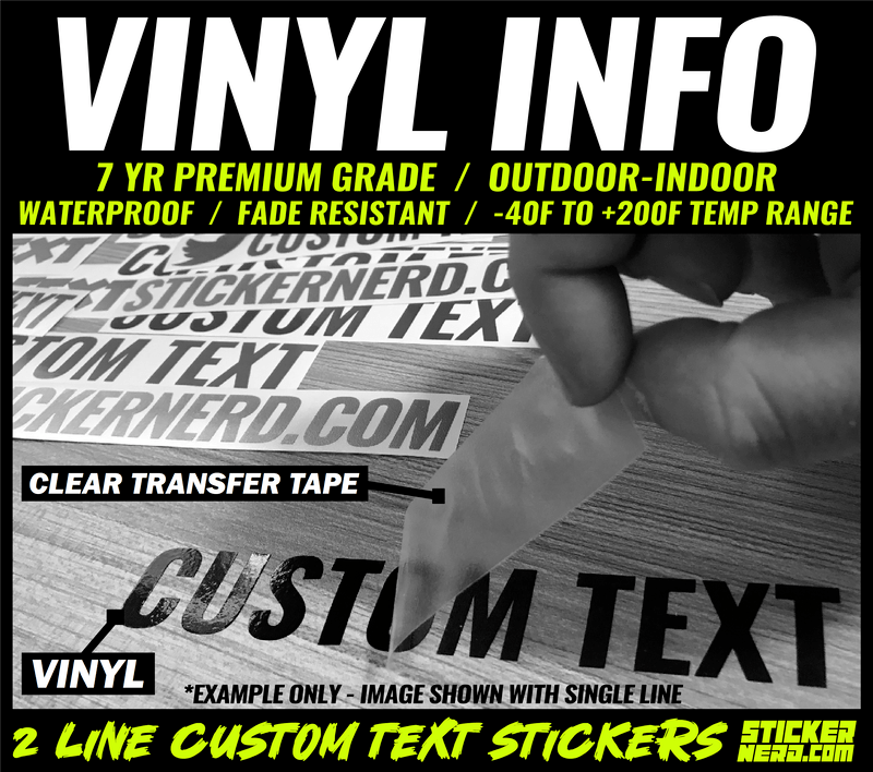 Custom 2 Line Text Stickers - Decal - STICKERNERD.COM