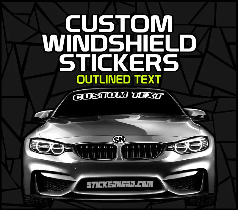 Custom Windshield Stickers - Outline Text - Custom Windshield Banners - StickerNerd