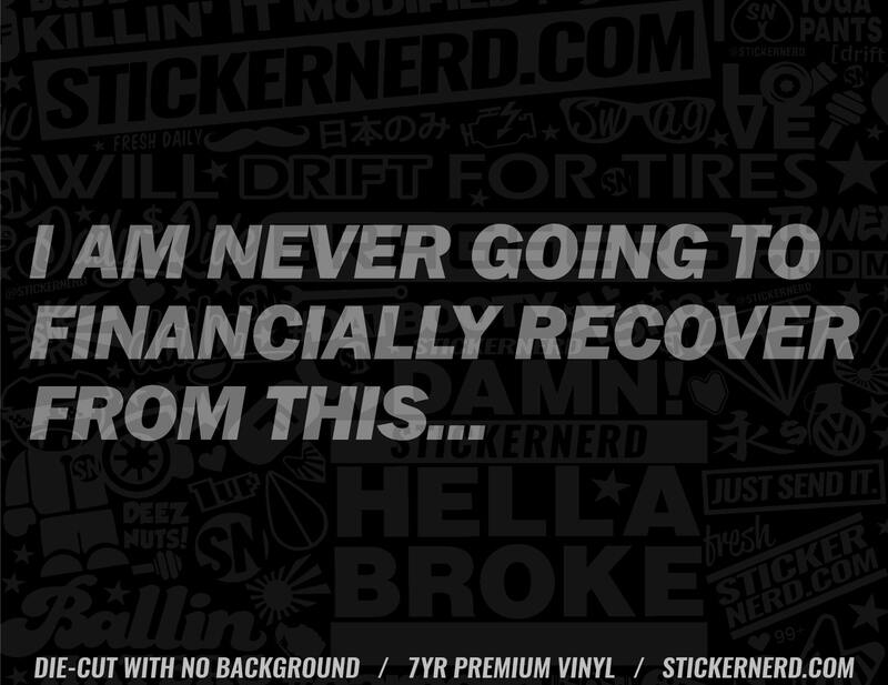 I Am Never Going To Financially Recover From This - Decal - STICKERNERD.COM