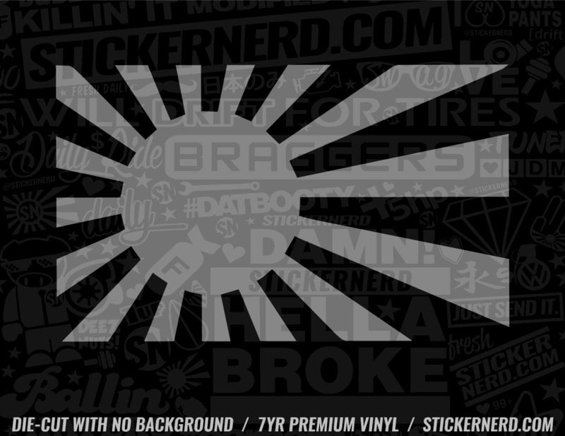 Made In Japan Rising Sun Sticker | Select Size | Outdoor Durable JDM Flag