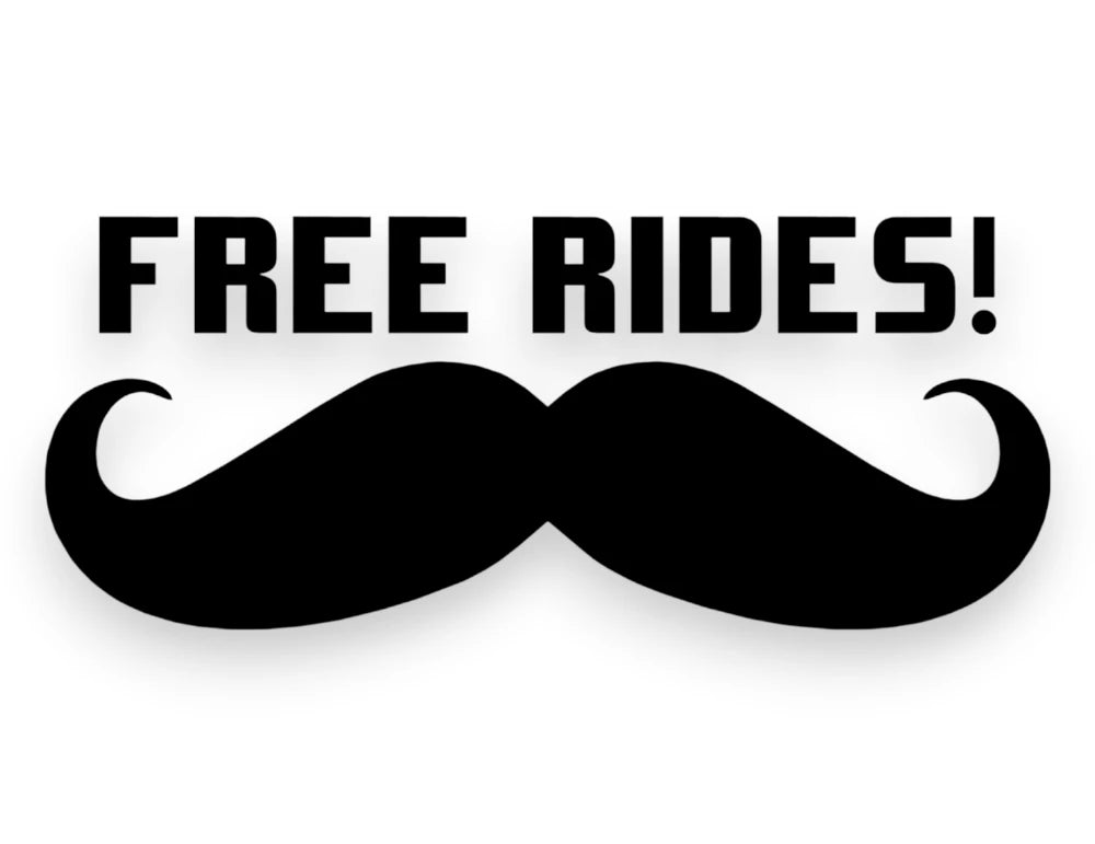 Mustache Rides Sticker - Funny Decal - STICKERNERD.COM
