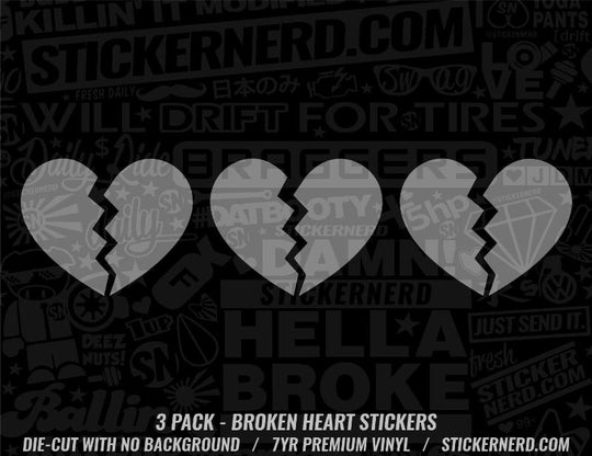 Broken Heart Stickers - 3 Pack