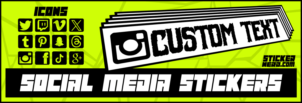 Custom Social Media Stickers - Custom Instagram Decals - StickerNerd.com