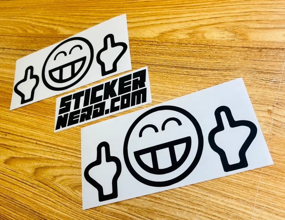Smiley Middle Fingers Sticker - Funny Window Decal