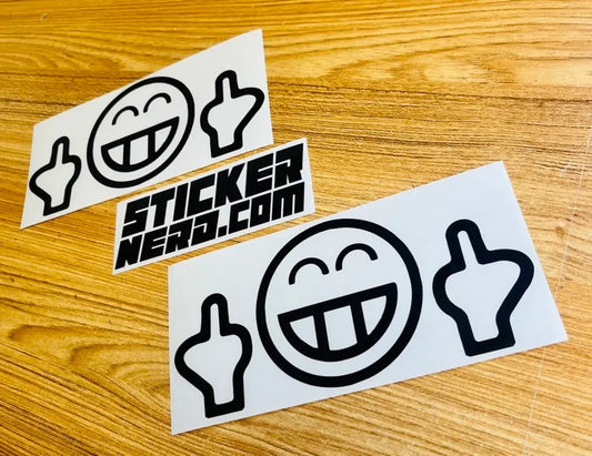 Smiley Middle Fingers Sticker - Funny Window Decal