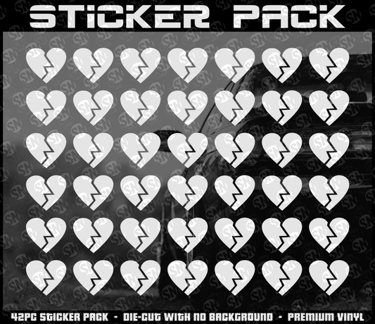 BROKEN HEART STICKER PACK - STICKERBOMB PACKS - STICKERNERD.COM