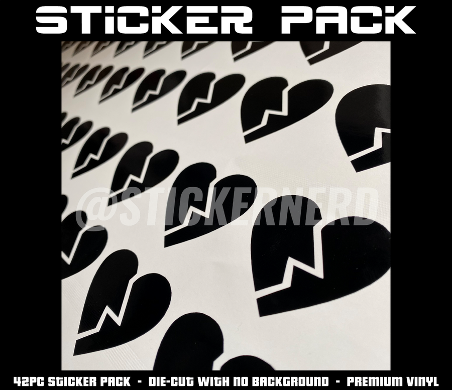 BROKEN HEART STICKER PACK - STICKERBOMB PACKS - STICKERNERD.COM