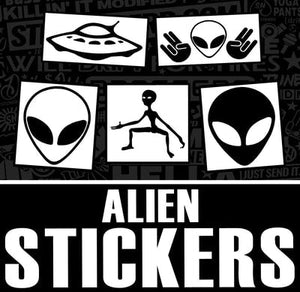 ALIEN STICKERS - UFO DECALS - FUNNY EXTRATERRESTRIAL STICKERS - DECAL