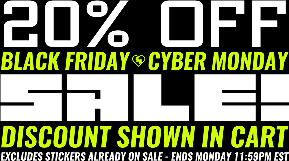 Black Friday and Cyber Monday sale banner with discount text.