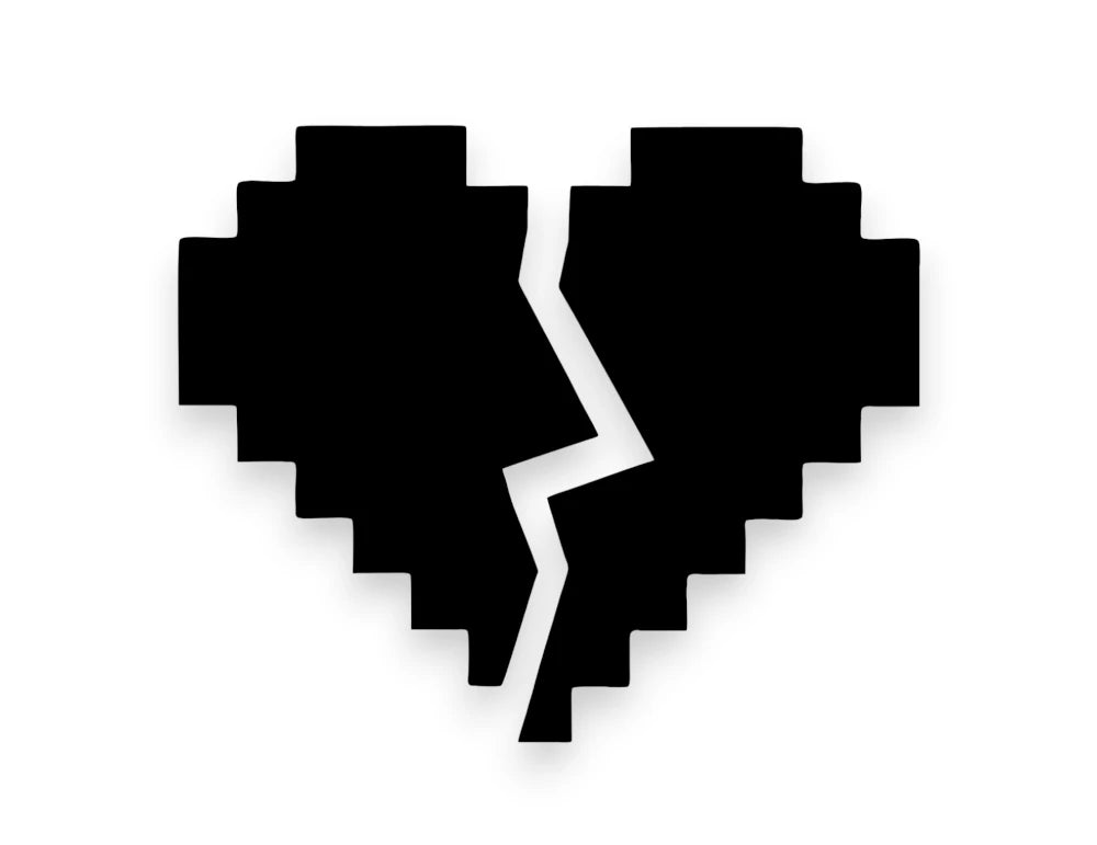 8 Bit Broken Heart Sticker - Decal - STICKERNERD.COM