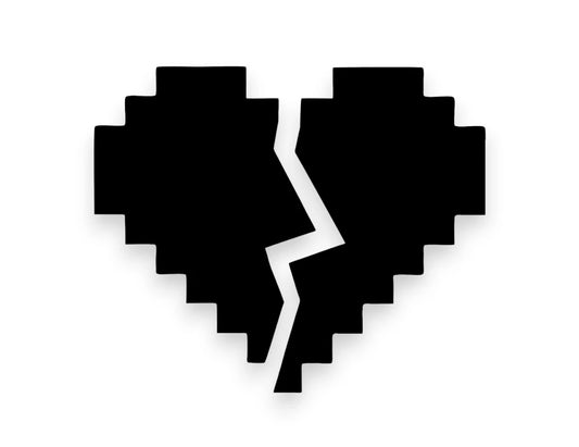 8 Bit Broken Heart Sticker - Decal - STICKERNERD.COM