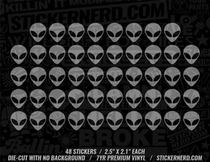 Alien Head Sticker Pack - 48pcs - Decal - STICKERNERD.COM