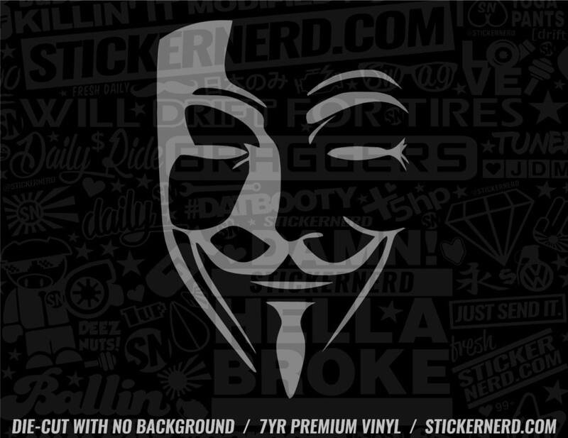 Anonymous Mask Sticker - Window Decal - Guy Fawkes Stickers ...