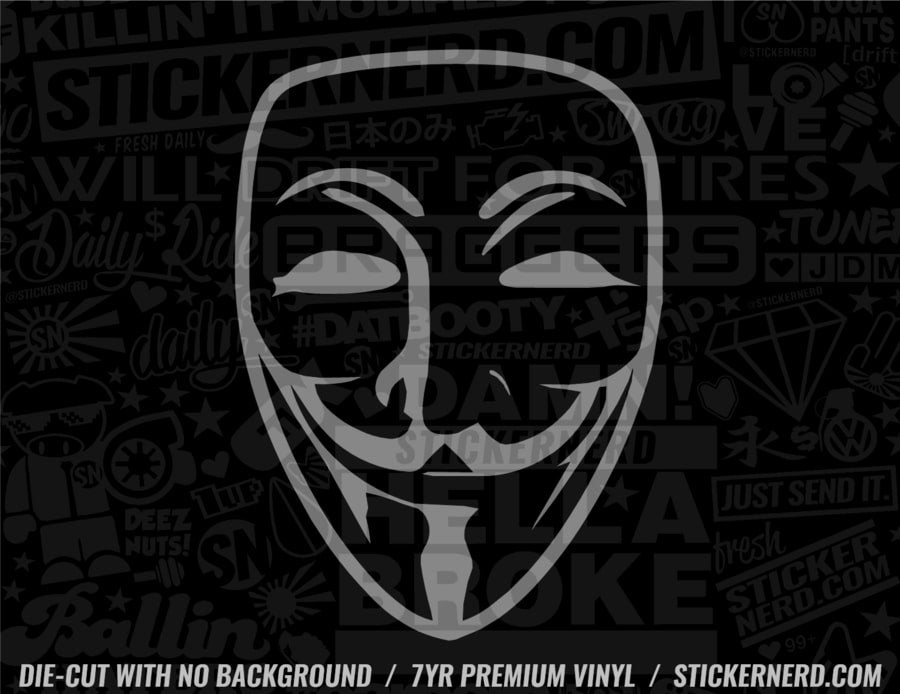 Anonymous Mask Sticker - Window Decal - Guy Fawkes Stickers ...