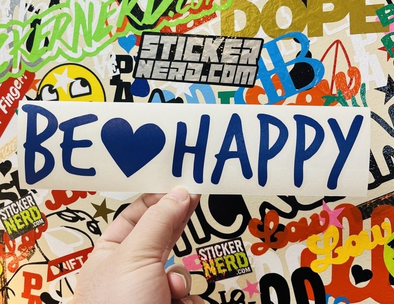 Be Happy Heart Decal - STICKERNERD.COM