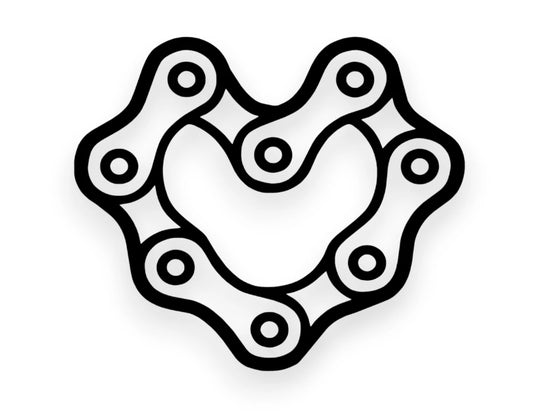 Bike Chain Heart Sticker - Decal - STICKERNERD.COM