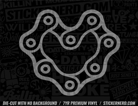 Bike Chain Heart Sticker - Decal - STICKERNERD.COM