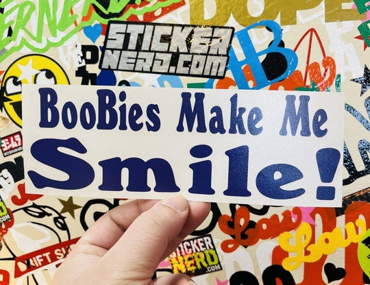 Boobies Make Me Smile Decal - STICKERNERD.COM