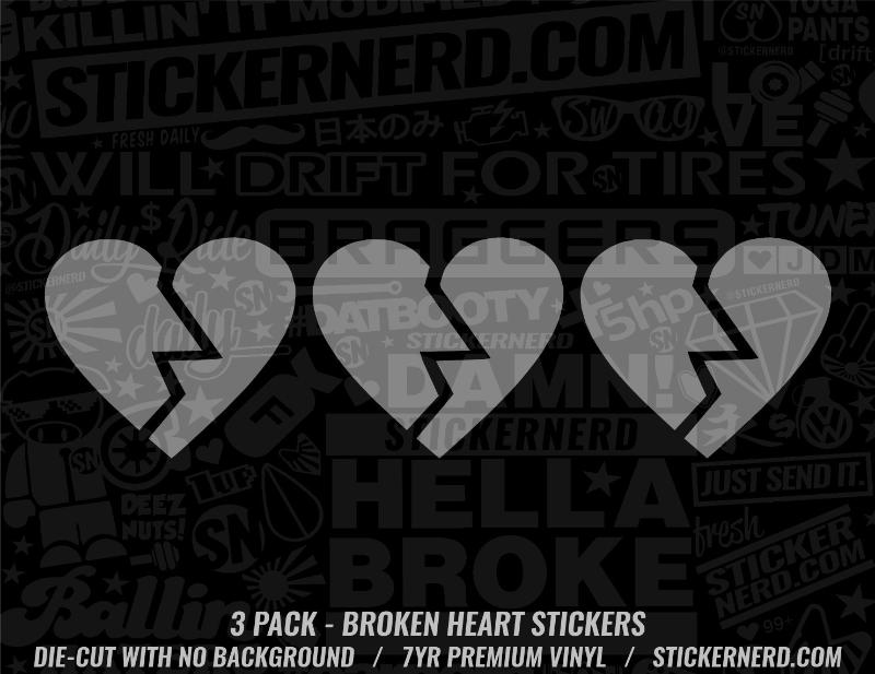 Broken Heart Sticker - 3 Pack