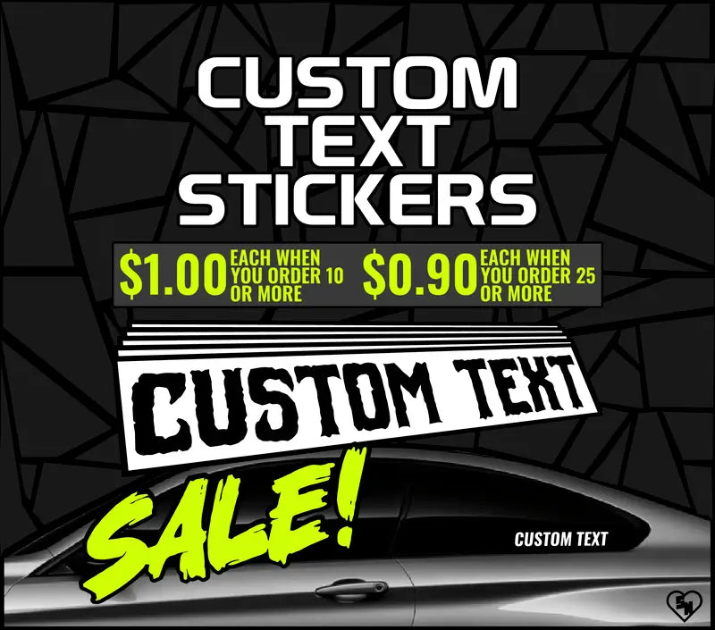 8" Custom Text Stickers - $1 EACH SALE - Window Decals - StickerNerd.com