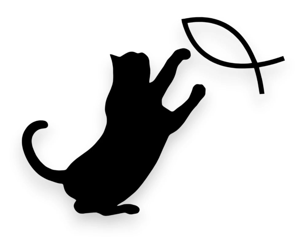 Cat and Jesus Fish Sticker - Decal - STICKERNERD.COM
