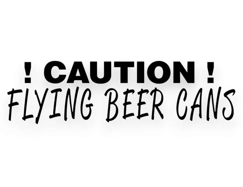 Caution Flying Beer Cans Sticker - Decal - STICKERNERD.COM