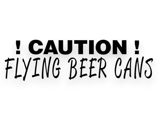Caution Flying Beer Cans Sticker - Decal - STICKERNERD.COM