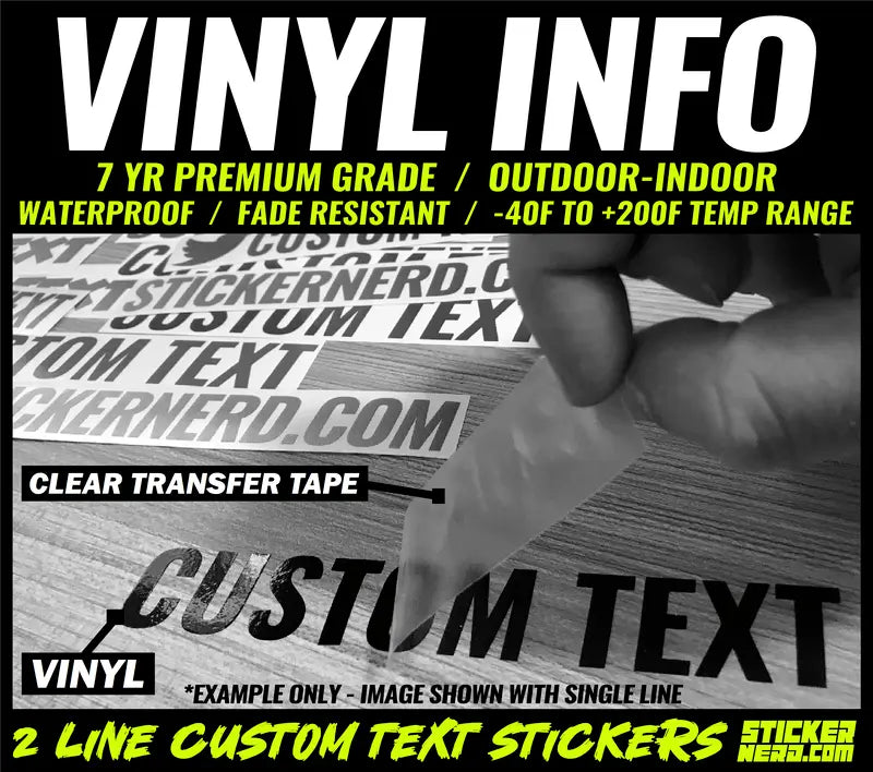Custom 2 Line Text Stickers - Decals - STICKERNERD.COM