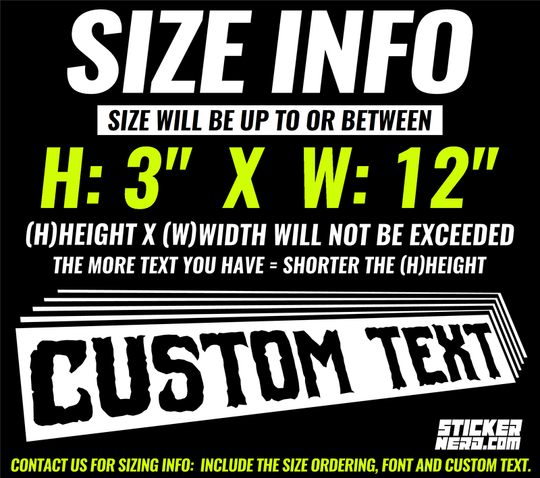 12" Custom Text Stickers - Decal - STICKERNERD.COM