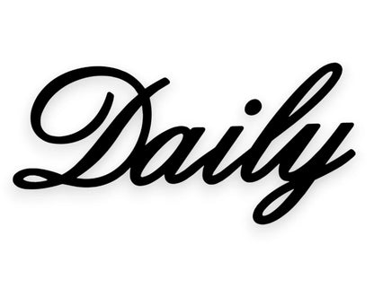 Black cursive script word 'Daily' on a plain white background.