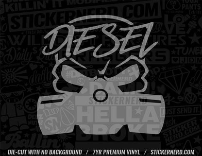 Diesel Gas Mask Sticker - Window Decal - STICKERNERD.COM