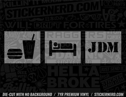 Eat Sleep JDM Sticker - Window Decal - STICKERNERD.COM