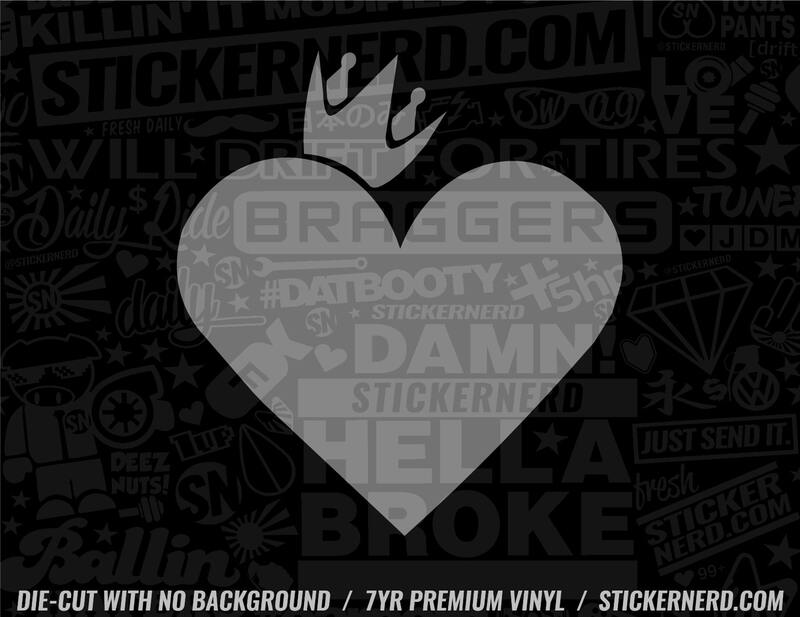 Heart Crown Sticker - Decal - STICKERNERD.COM