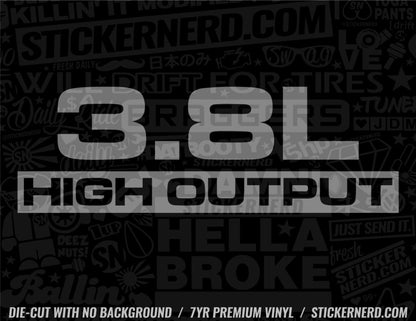 3.8L High Output Sticker - Decal - STICKERNERD.COM