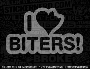 I Heart Biters Sticker - Window Decal - STICKERNERD.COM