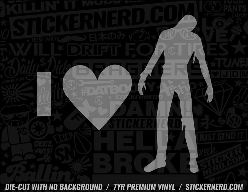I Heart Zombies Sticker - Window Decal - STICKERNERD.COM