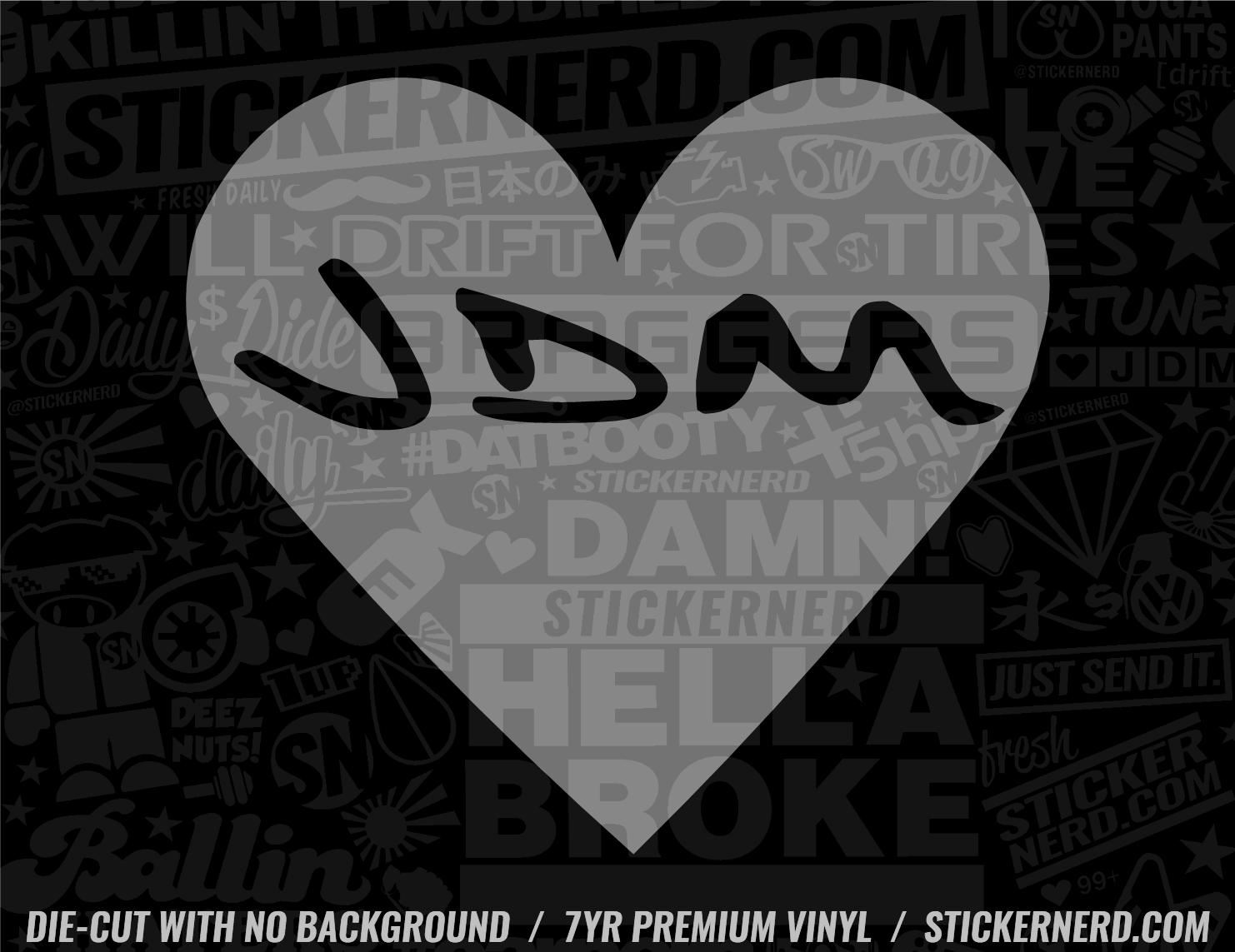 JDM Heart Sticker - Decal - STICKERNERD.COM