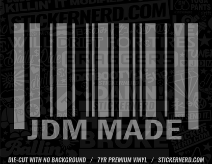 JDM Made Bar Code Sticker - Window Decal - STICKERNERD.COM