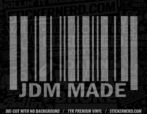 JDM Made Bar Code Sticker - Window Decal - STICKERNERD.COM