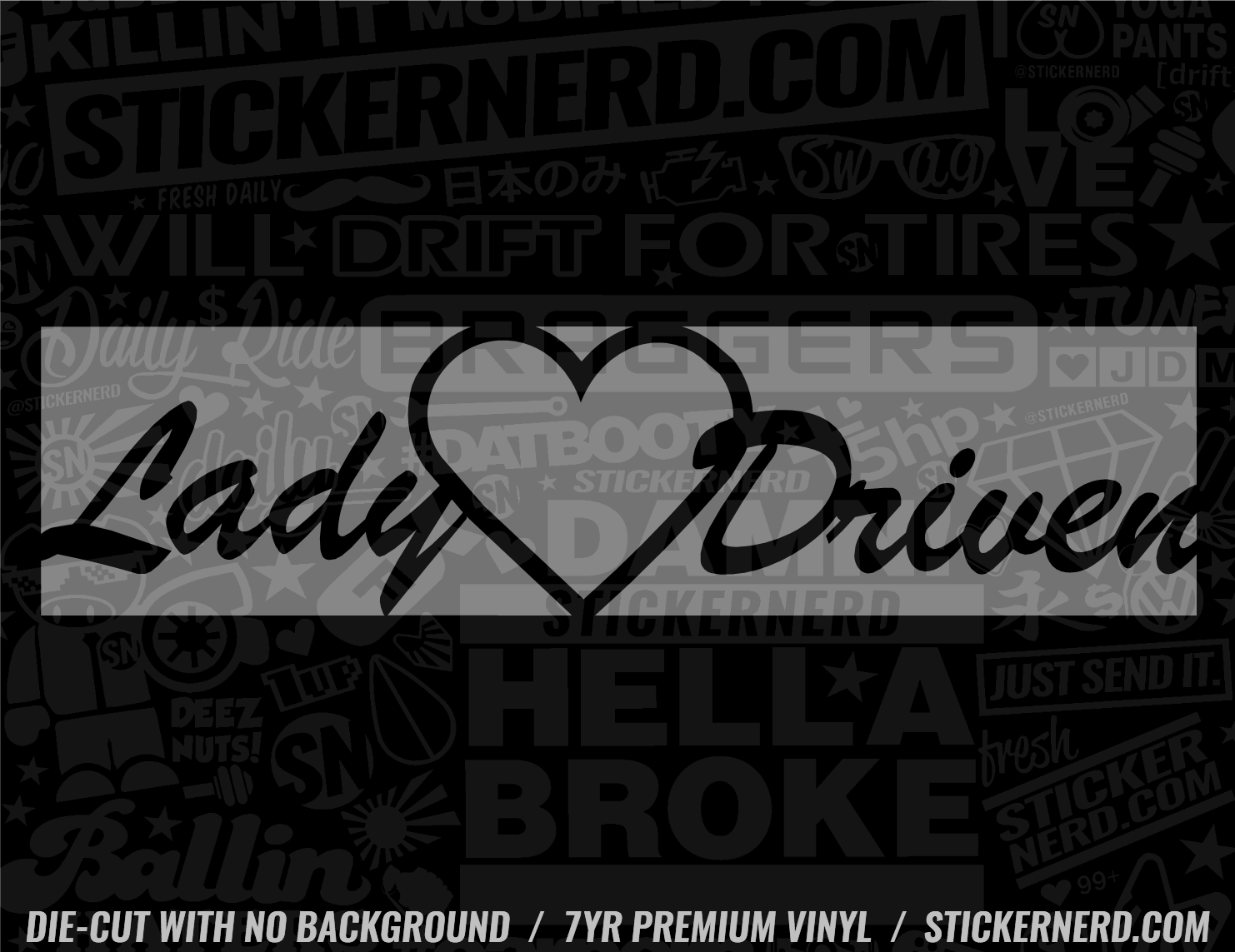 Lady Driven Sticker - Window Decal - STICKERNERD.COM