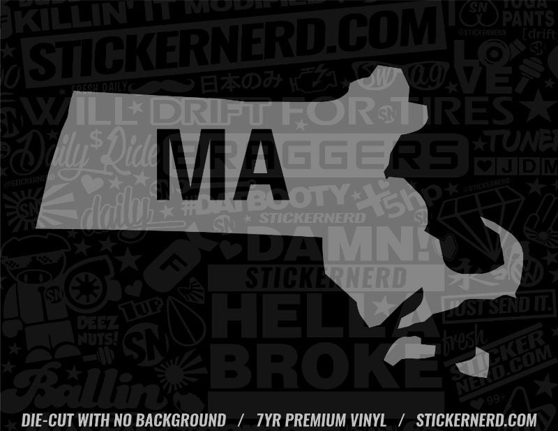 Massachusetts MA Sticker - State Outline Stickers - Car Window Decals ...