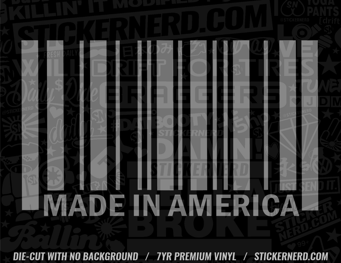 Made In America Bar Code Sticker - Decal - STICKERNERD.COM