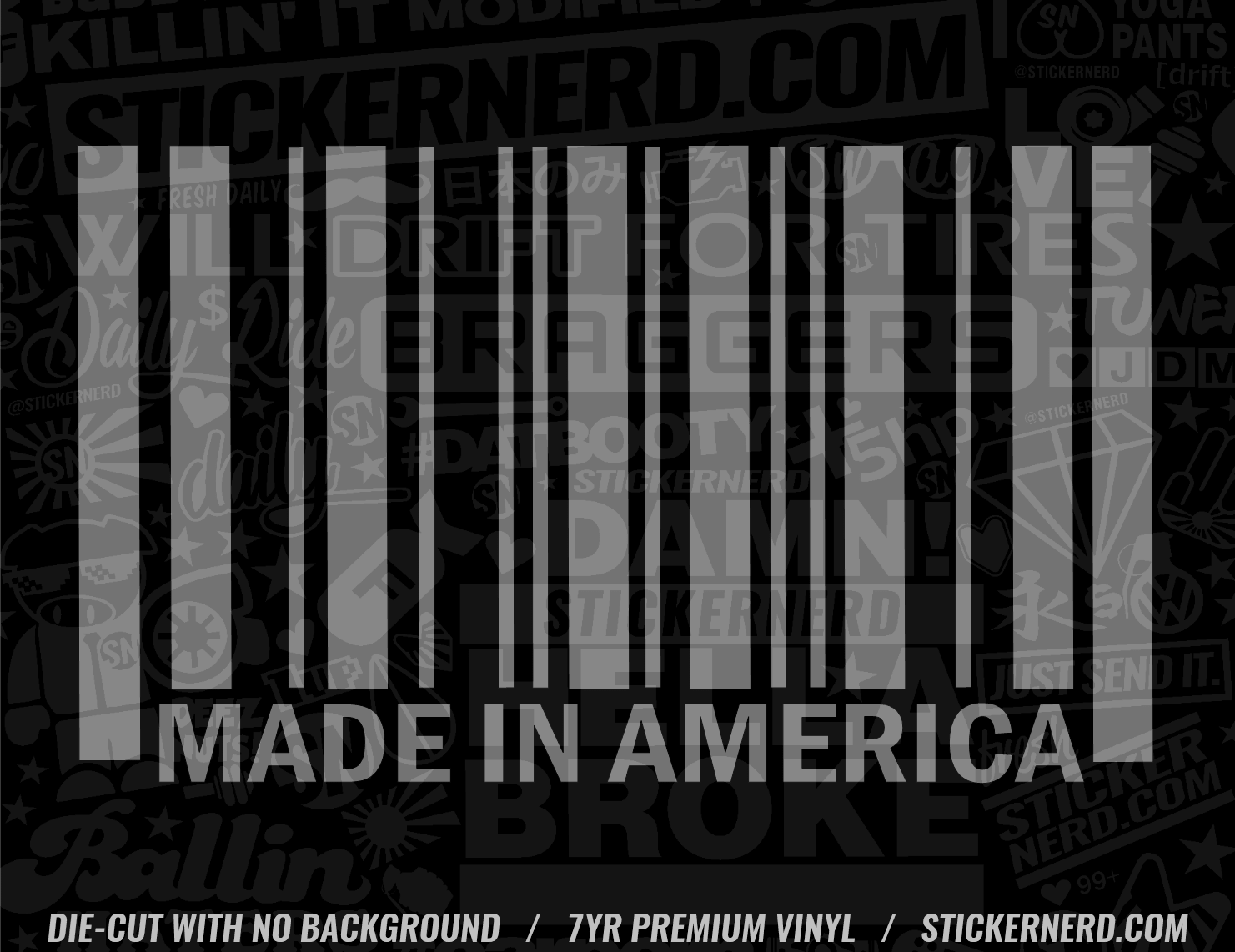 Made In America Bar Code Sticker - Decal - STICKERNERD.COM