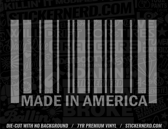 Made In America Bar Code Sticker - Decal - STICKERNERD.COM