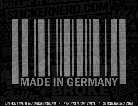 Made In Germany Bar Code Sticker - Window Decal - STICKERNERD.COM