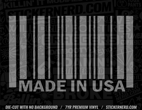 Made In USA Bar Code Sticker - Window Decal - STICKERNERD.COM