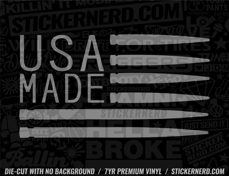 Made In USA Bullets Sticker - America Car Window Decals Die-cut ...