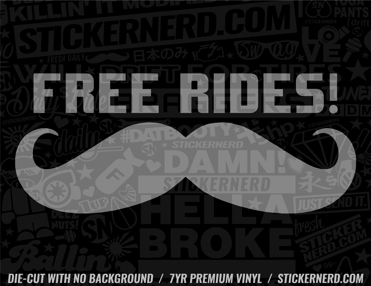 Mustache Rides Sticker - Decal - STICKERNERD.COM