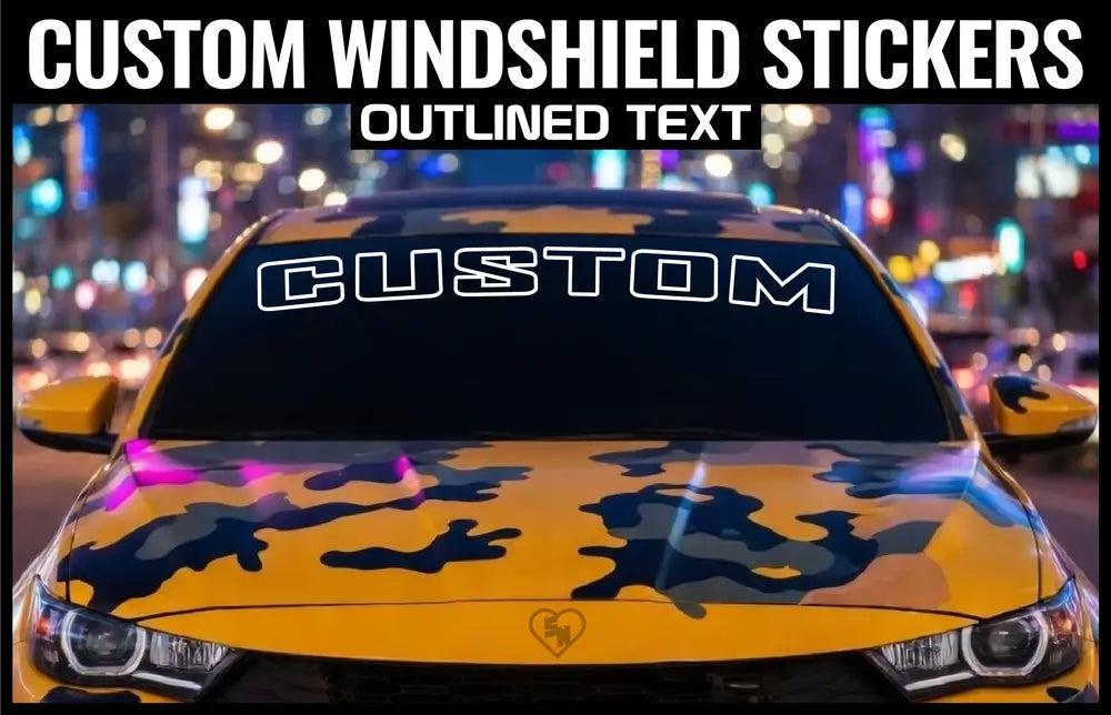Custom Windshield Stickers - Outline Text - Custom Windshield Banners - StickerNerd